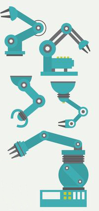 Varios robots industriales